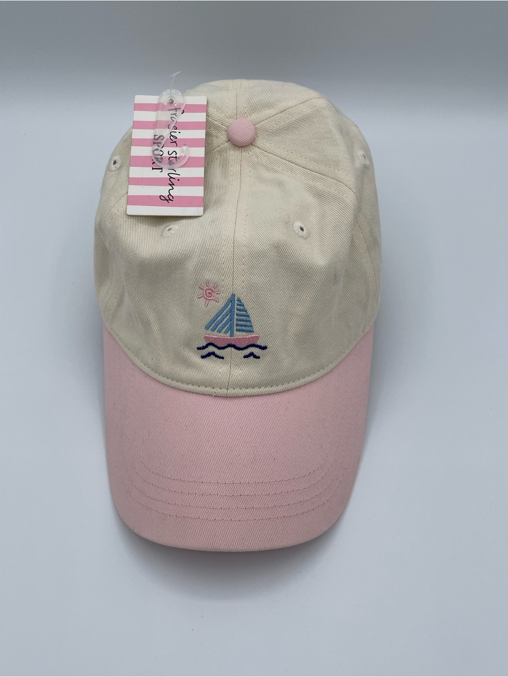 Frasier Sterling Two-Tone Sailboat Baseball Cap - Cream & Pink